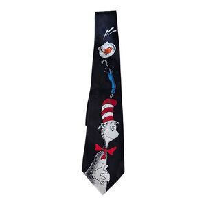 Dr. Suess Cat in the Hat Men’s Tie 58” Black Vintage 1994 Silk Bartender Teacher